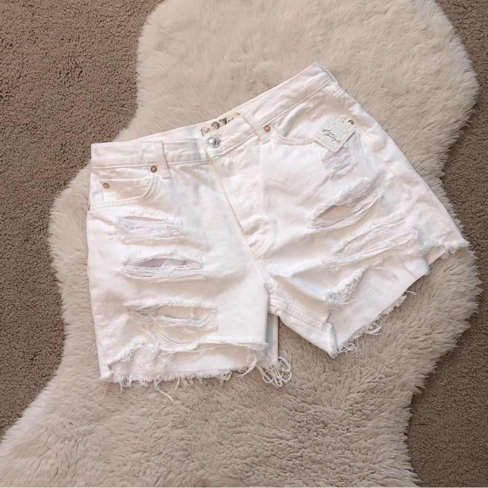 Free People White Denim Shorts